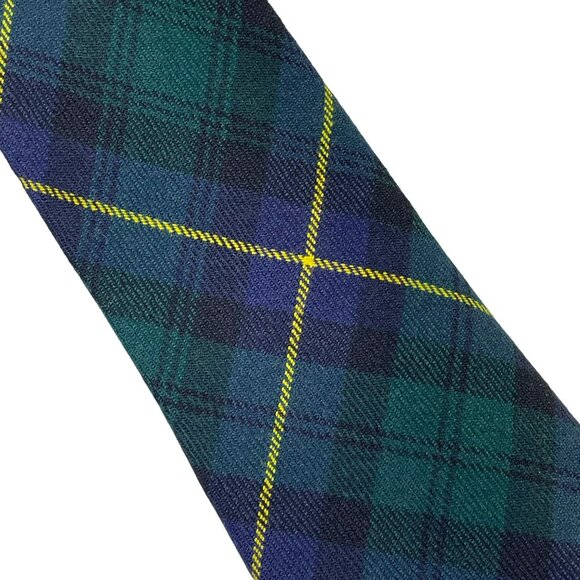 Kinloch Anderson Mens Necktie Scotland Plaid Green Blue Yellow 58 in u - Picture 2 of 4